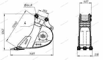 Ковш 50 см. для экскаватора Hitachi ZX 140H full